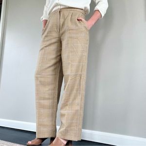 Vintage Talbots Petite High Waisted Tan and Blue Plaid Trousers
